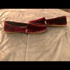Red velvet loafers
